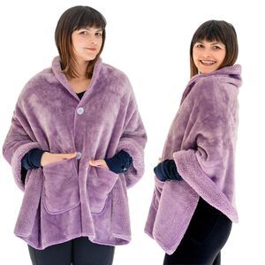 Premi Double Layer Wearable Blanket for Women No Sleeves Shawl Wrap with Pockets